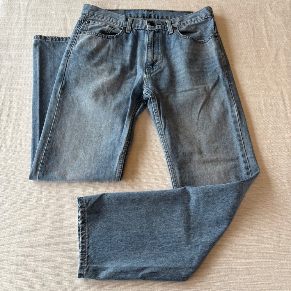 Levi‎ Strauss Men Light Wash Blue Straight Leg Denim Jeans 33x32